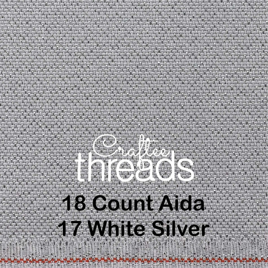 18 COUNT ZWEIGART AIDA WHITE WITH SILVER FLECK (17)