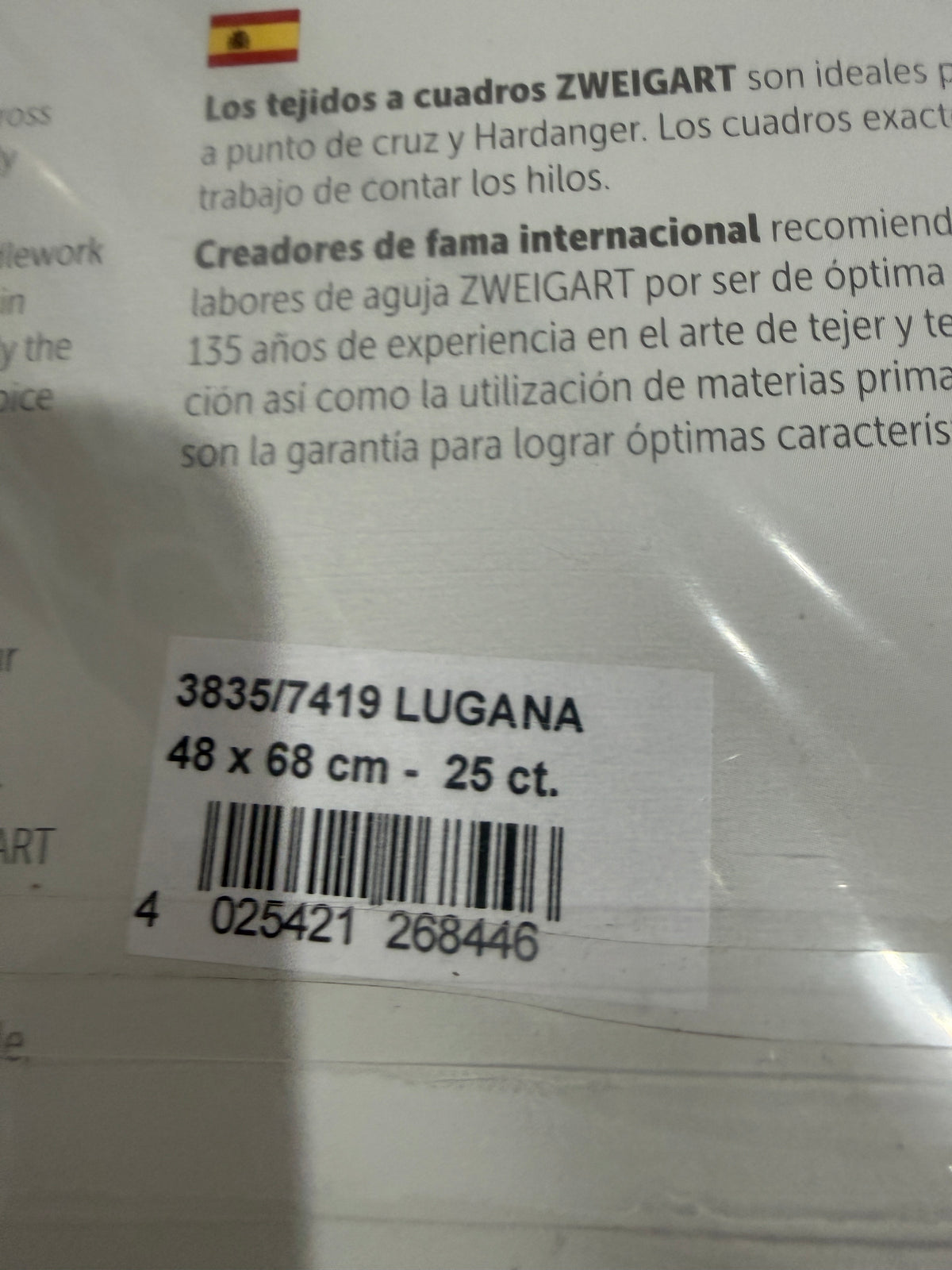 25 COUNT ZWEIGART EVENWEAVE LUGANA GREY WITH WHITE SPOTS PRE PACKAGED