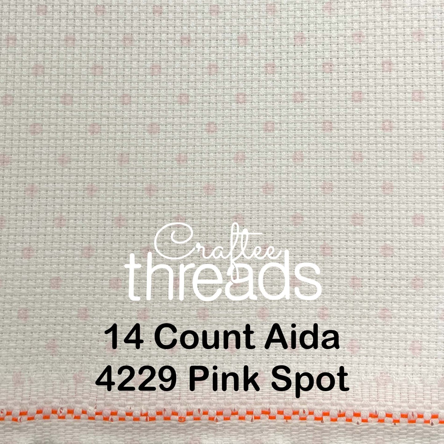 14 COUNT ZWEIGART AIDA WHITE WITH PALE PINK SPOTS (4229)