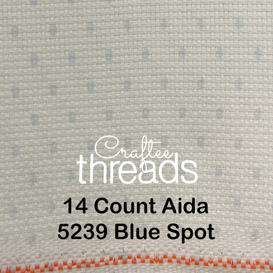 14 COUNT ZWEIGART AIDA WHITE WITH BLUE SPOTS (5239)