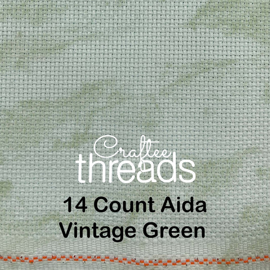 14 COUNT ZWEIGART AIDA VINTAGE GREEN