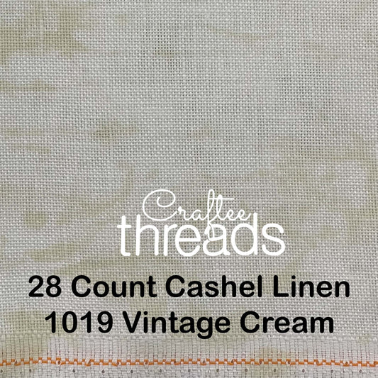 28 COUNT ZWEIGART CASHEL LINEN VINTAGE CREAM AND WHITE (1019)