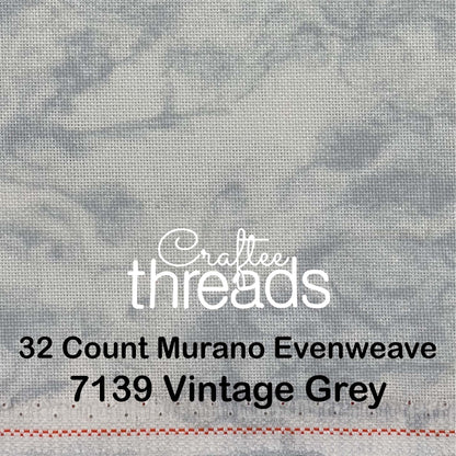 32 COUNT ZWEIGART EVENWEAVE MURANO VINTAGE WHITE WITH GREY (7139)