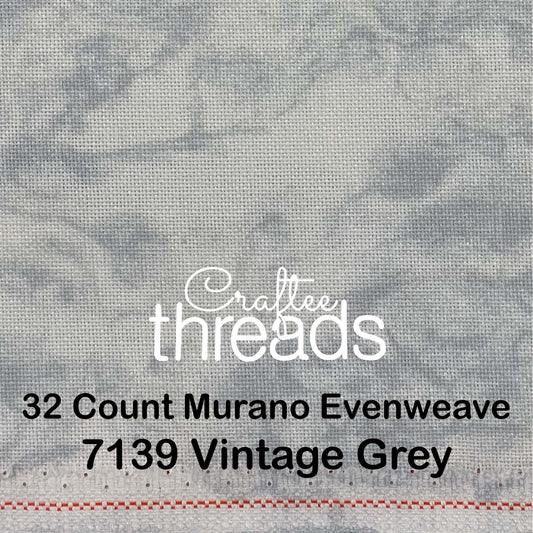 32 COUNT ZWEIGART EVENWEAVE MURANO VINTAGE WHITE WITH GREY (7139)