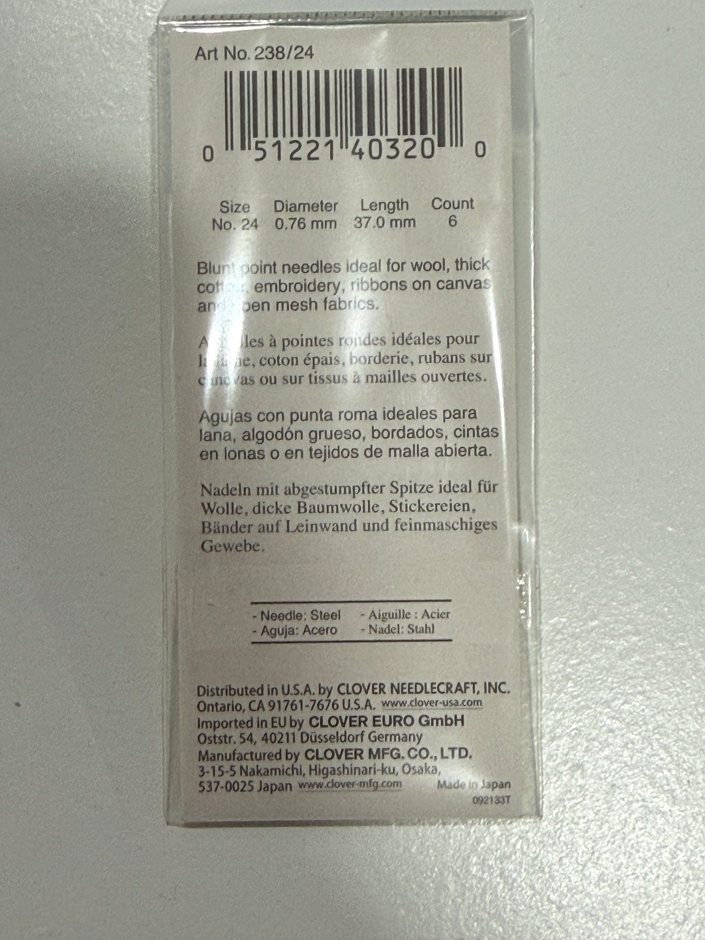 Clover Gold Eys Tapestry needles Assorted
