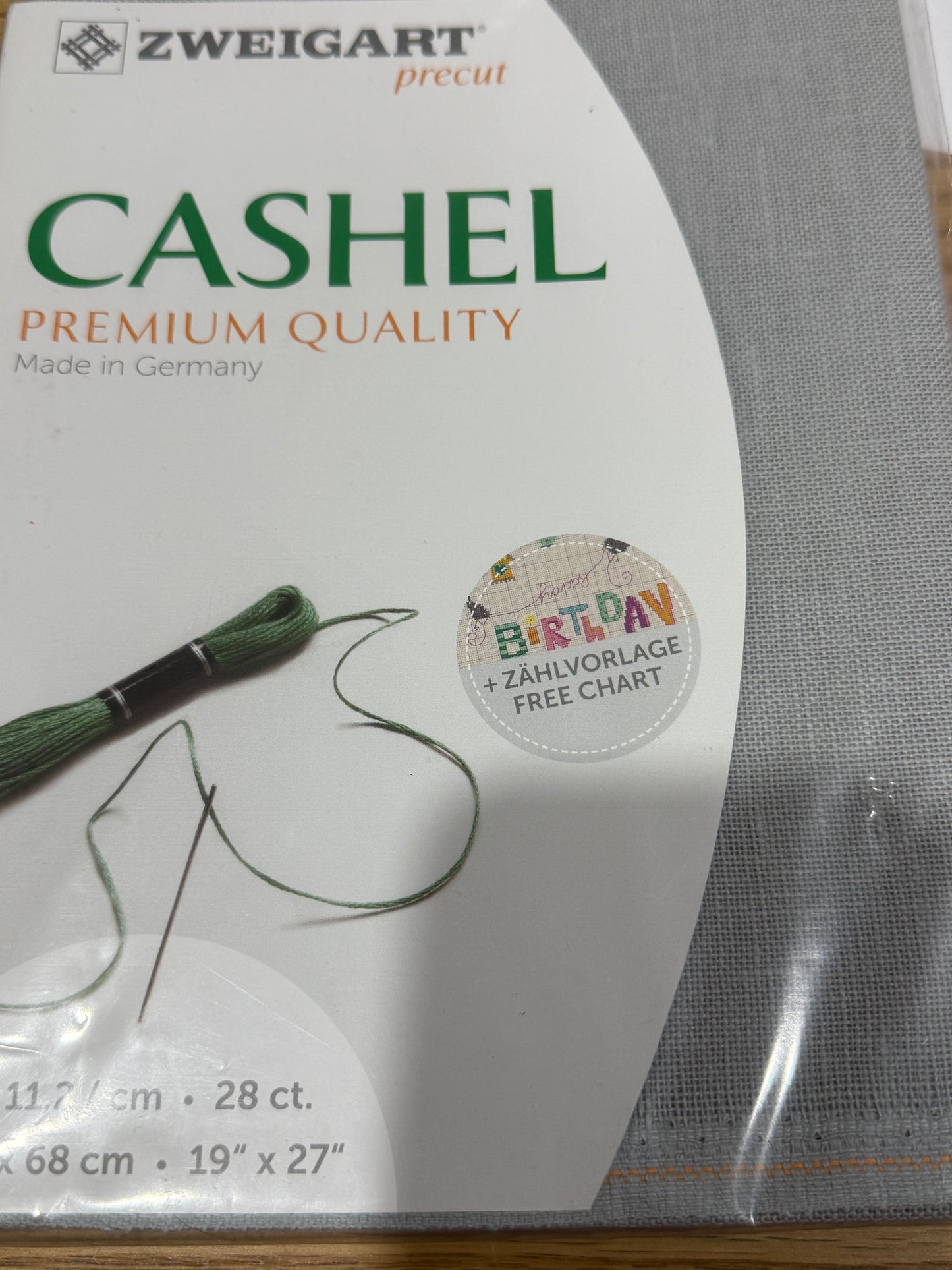 28 COUNT ZWEIGART CASHEL LINEN PRECUT GREY