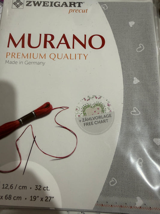 32 COUNT ZWEIGART EVENWEAVE MURANO Pre cut Grey with heats