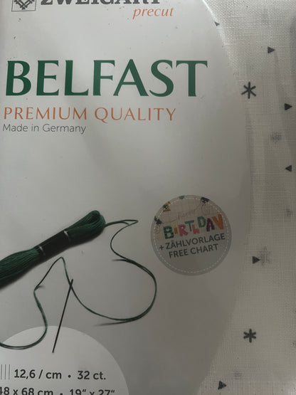 32 COUNT ZWEIGART BELFAST LINEN WHITE WITH GREY STARS