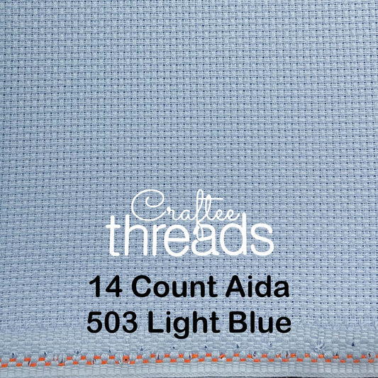 14 COUNT ZWEIGART AIDA LIGHT BLUE (503)